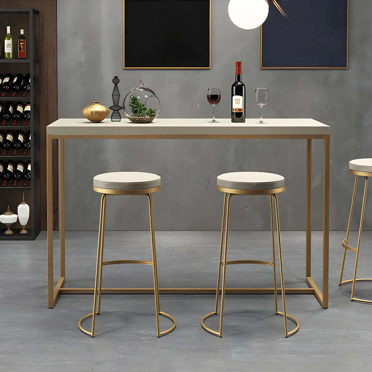 Leather Backless Sled Bar Stool — Gold / 4 Piece Set