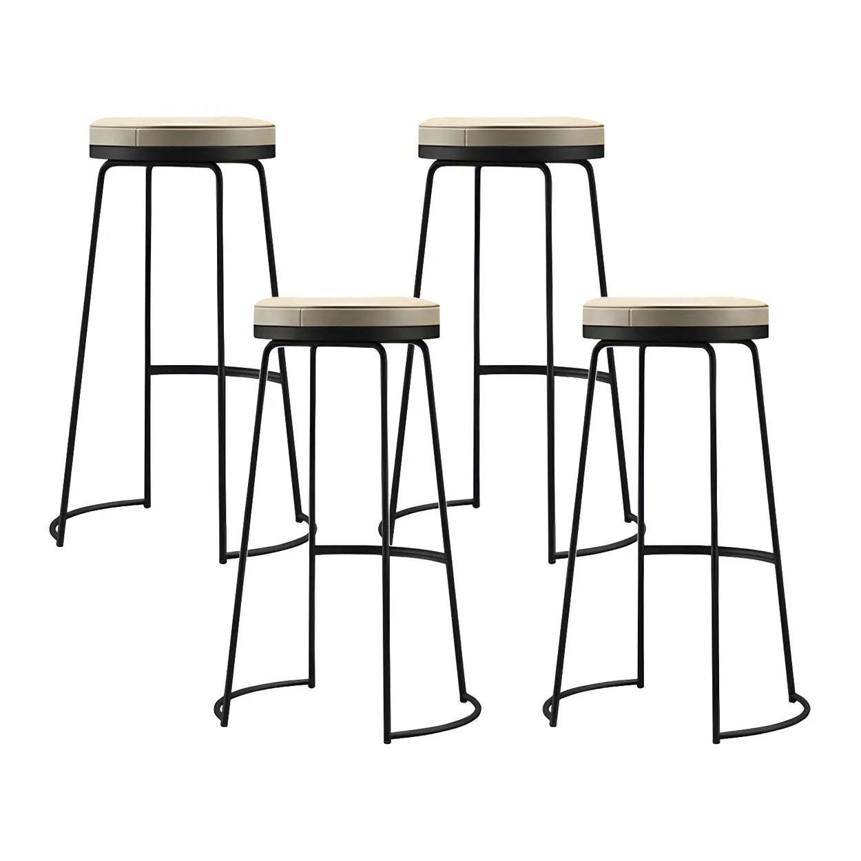Beige luxury sled backless bar & counter stools — Short Stool(18"H) / Black / Set of 4