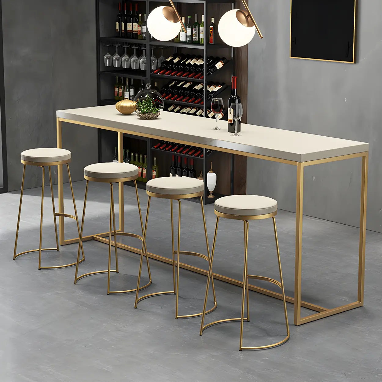Luxury sled backless beige bar & counter stools, Lighom — Short Stool(18"H) / Gold / Set of 1