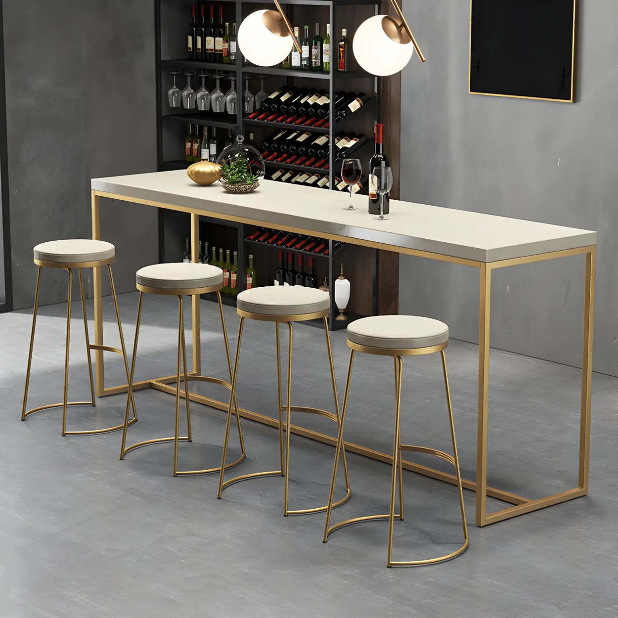 Luxury sled backless beige bar & counter stools, Lighom — Short Stool(18"H) / Gold / Set of 1