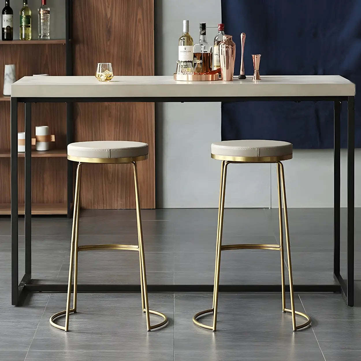 Beige luxury backless sled bar & counter stools — Short Stool(18"H) / White / Set of 1