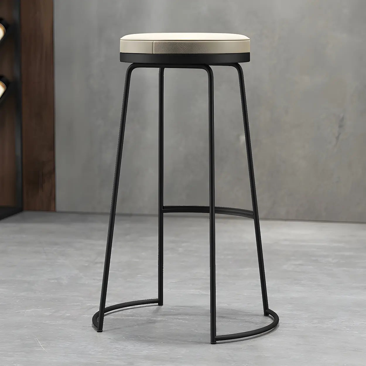 Leather Backless Sled Bar Stool — Black / 4 Piece Set