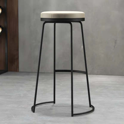 Leather Backless Sled Bar Stool — Black / 4 Piece Set