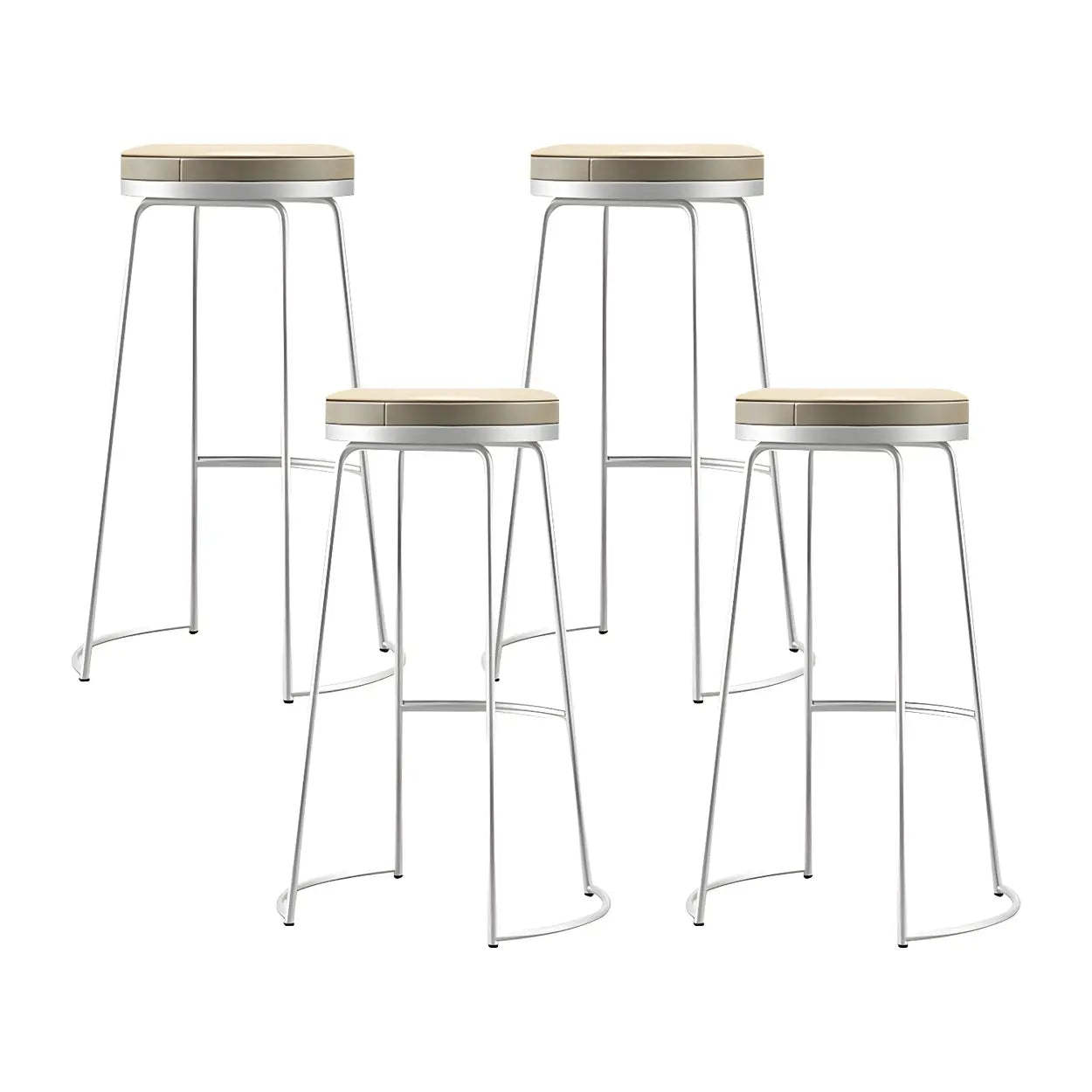 Leather Backless Sled Bar Stool — Gold / 1 Piece