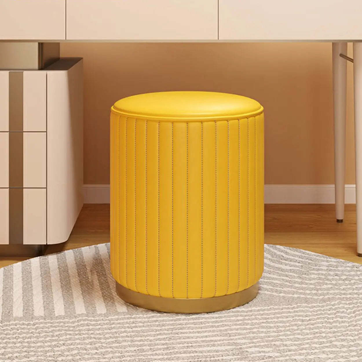 Gray wood upholstered vanity end & side tables - modern — 13" L x 13" W x 16.5" H / Yellow
