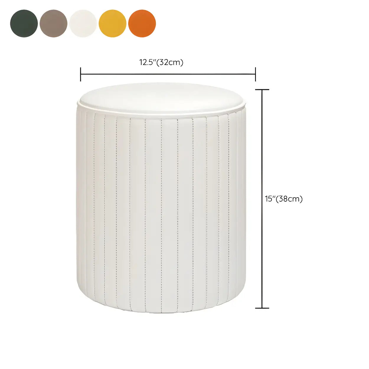 Beige Round Upholstered Wooden Base Vanity Stool