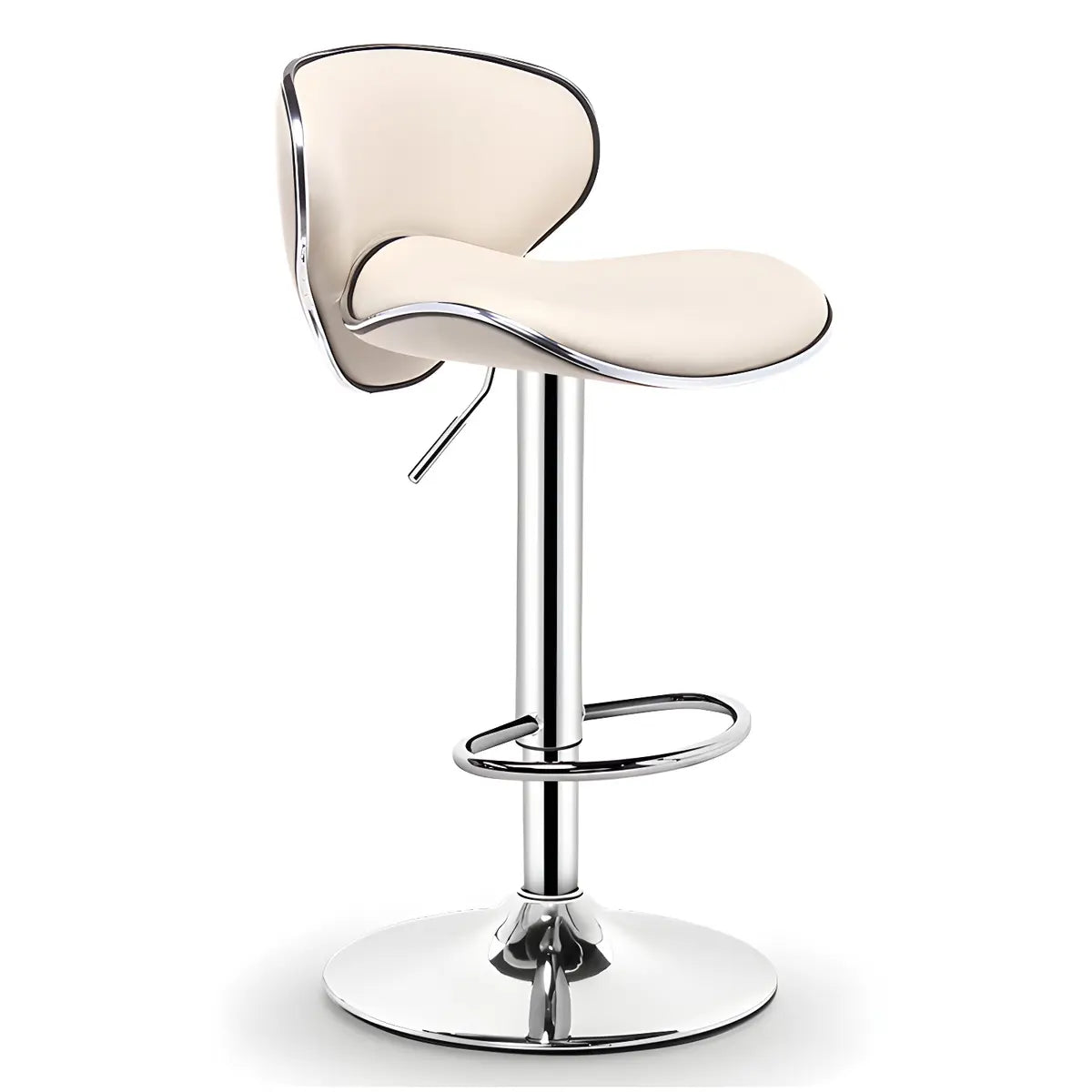 Saddle Leather Adjustable Swivel Bar Stool — Beige / 1 Piece