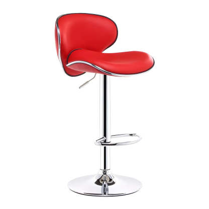 Saddle Leather Adjustable Swivel Bar Stool — Orange / 2 Piece Set