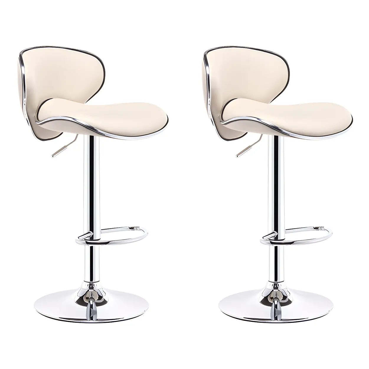 Saddle Leather Adjustable Swivel Bar Stool — Red / 2 Piece Set