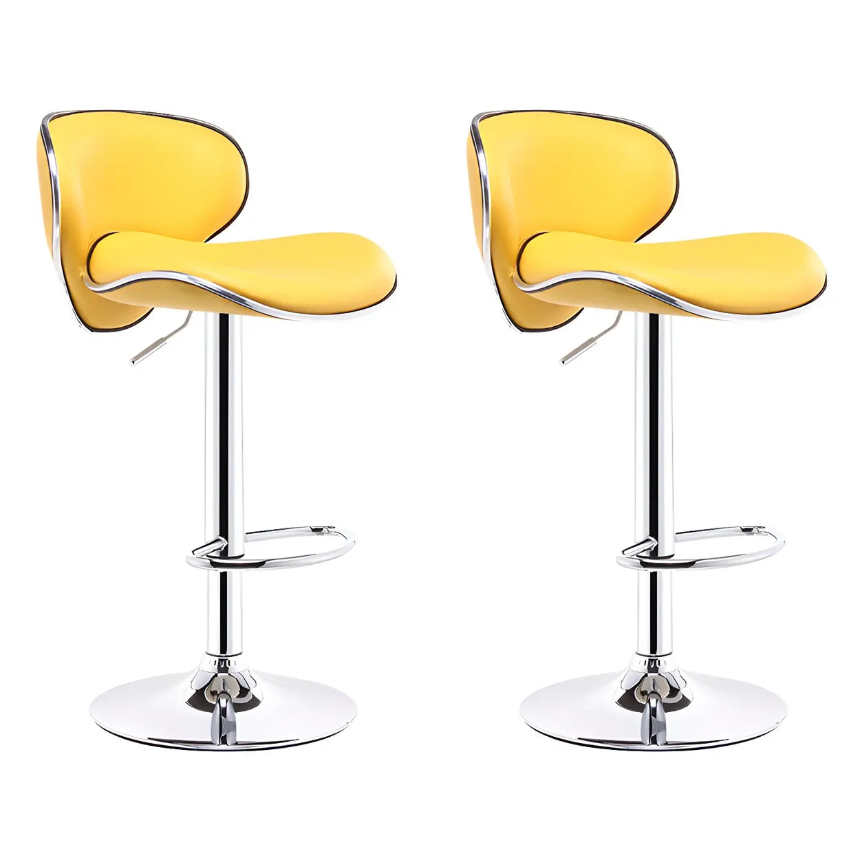 Saddle Leather Adjustable Swivel Bar Stool — Silver / 1 Piece