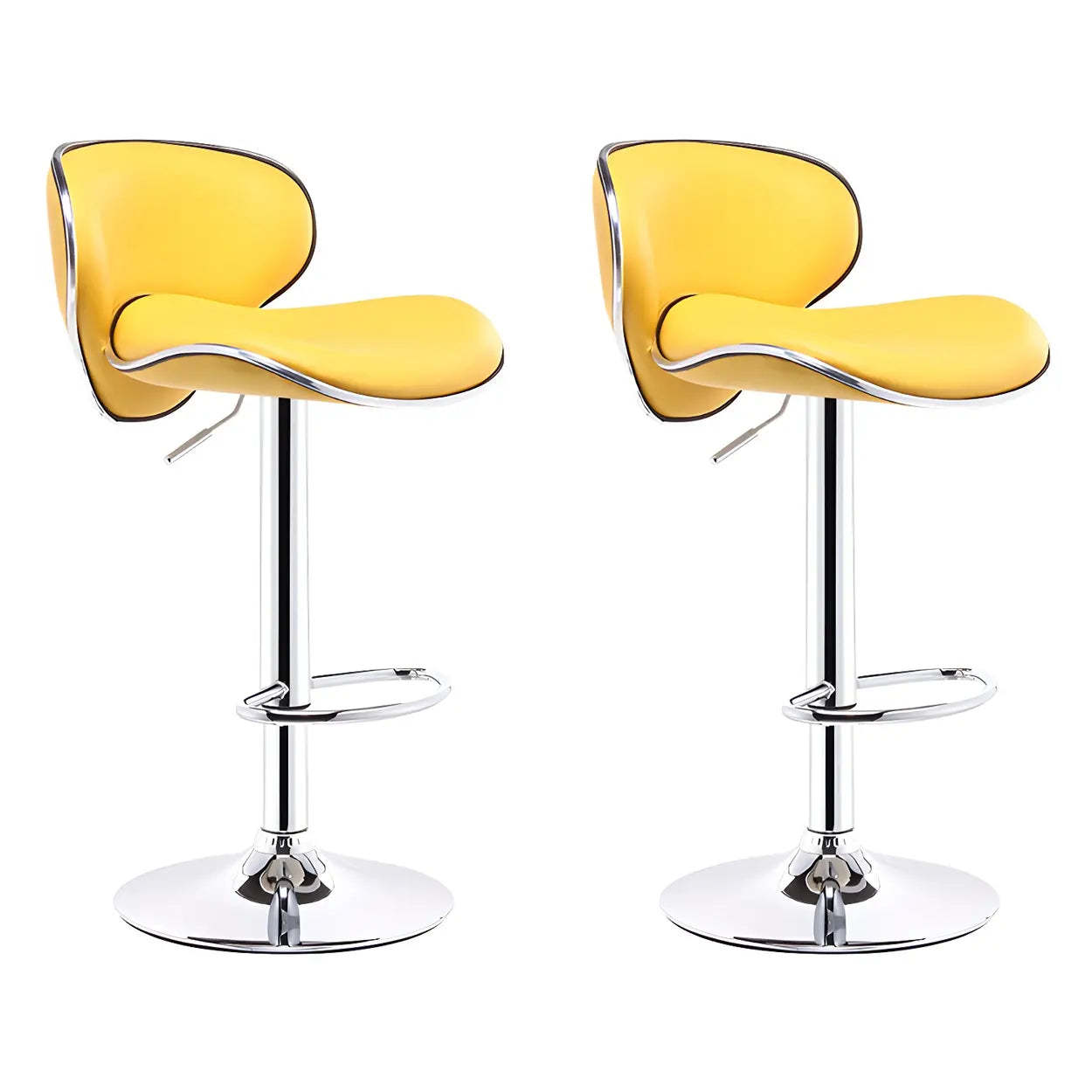 Saddle Leather Adjustable Swivel Bar Stool — Silver / 1 Piece