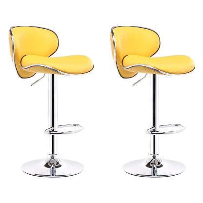Saddle Leather Adjustable Swivel Bar Stool — Silver / 1 Piece