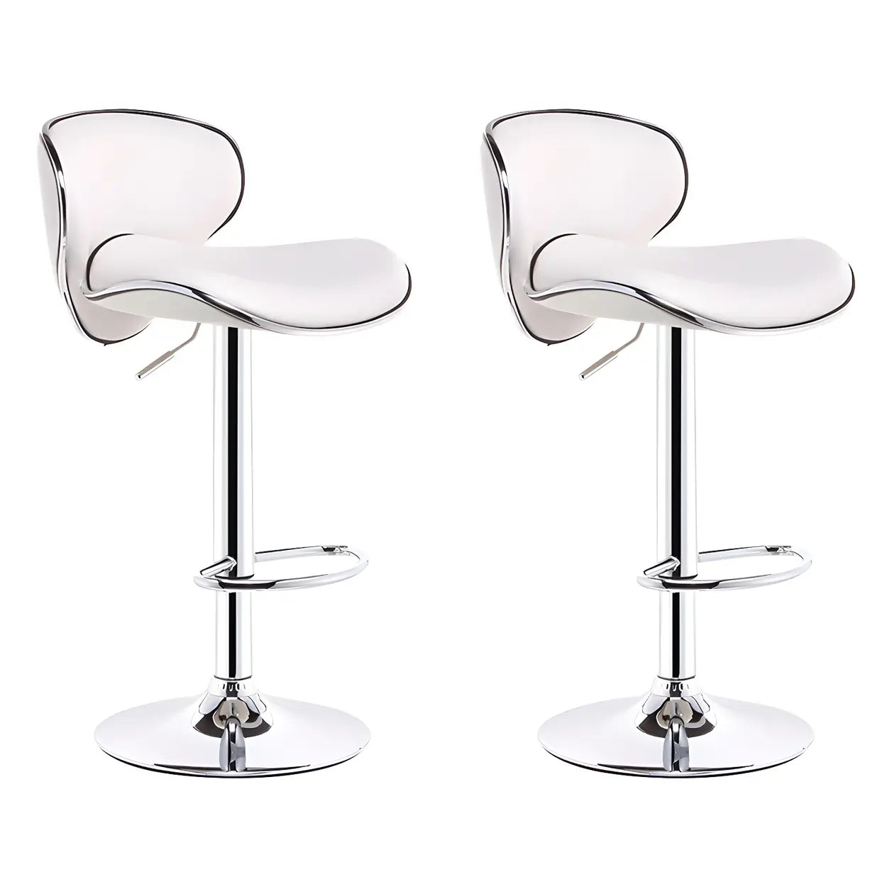Saddle Leather Adjustable Swivel Bar Stool — Silver / 4 Piece Set