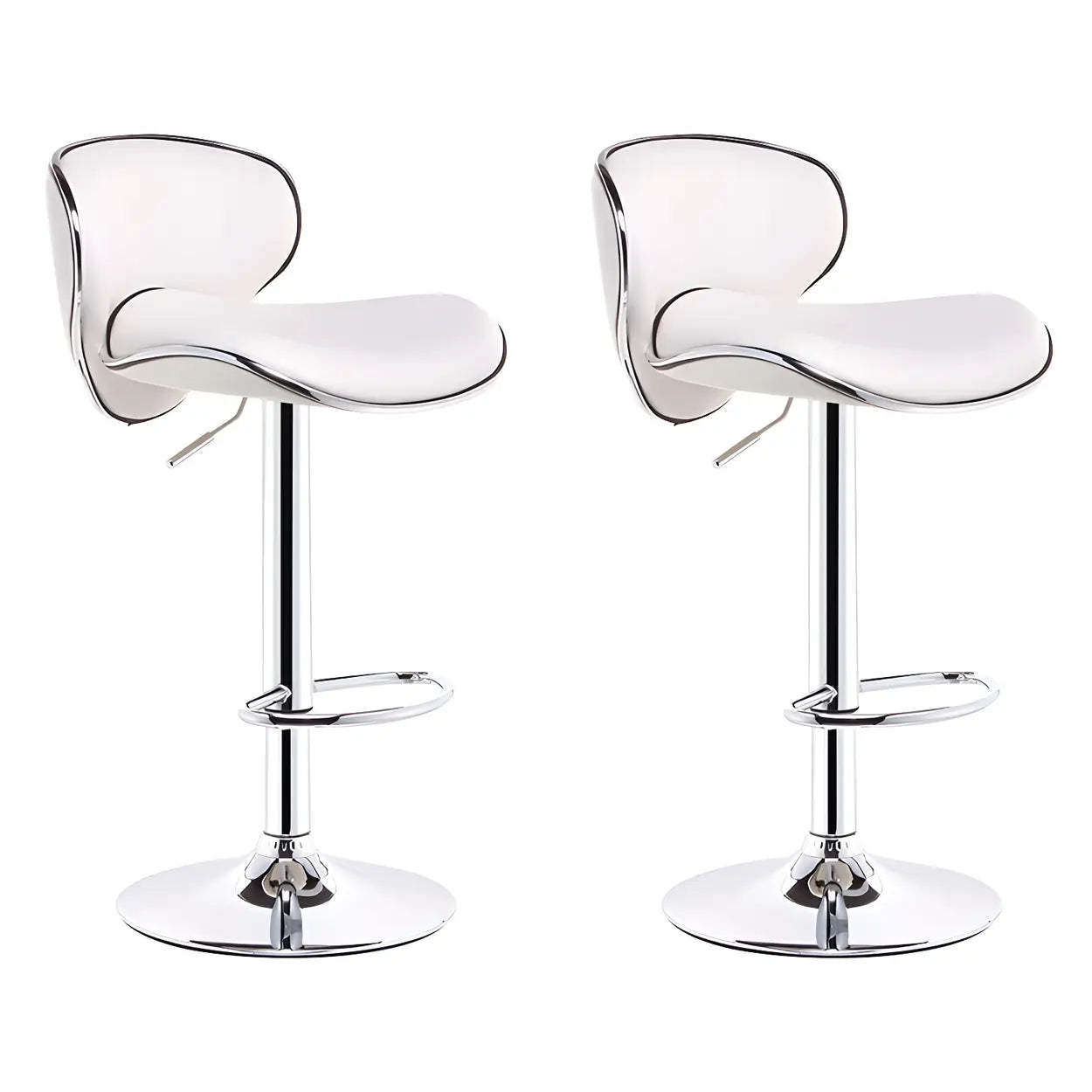 Saddle Leather Adjustable Swivel Bar Stool — Silver / 4 Piece Set