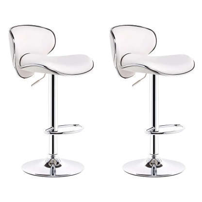 Saddle Leather Adjustable Swivel Bar Stool — Silver / 4 Piece Set