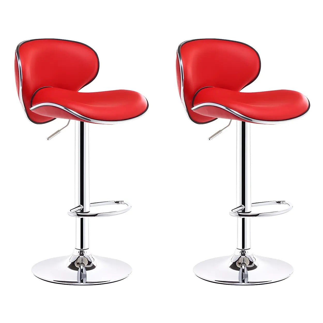 Saddle Leather Adjustable Swivel Bar Stool — Blue / 2 Piece Set