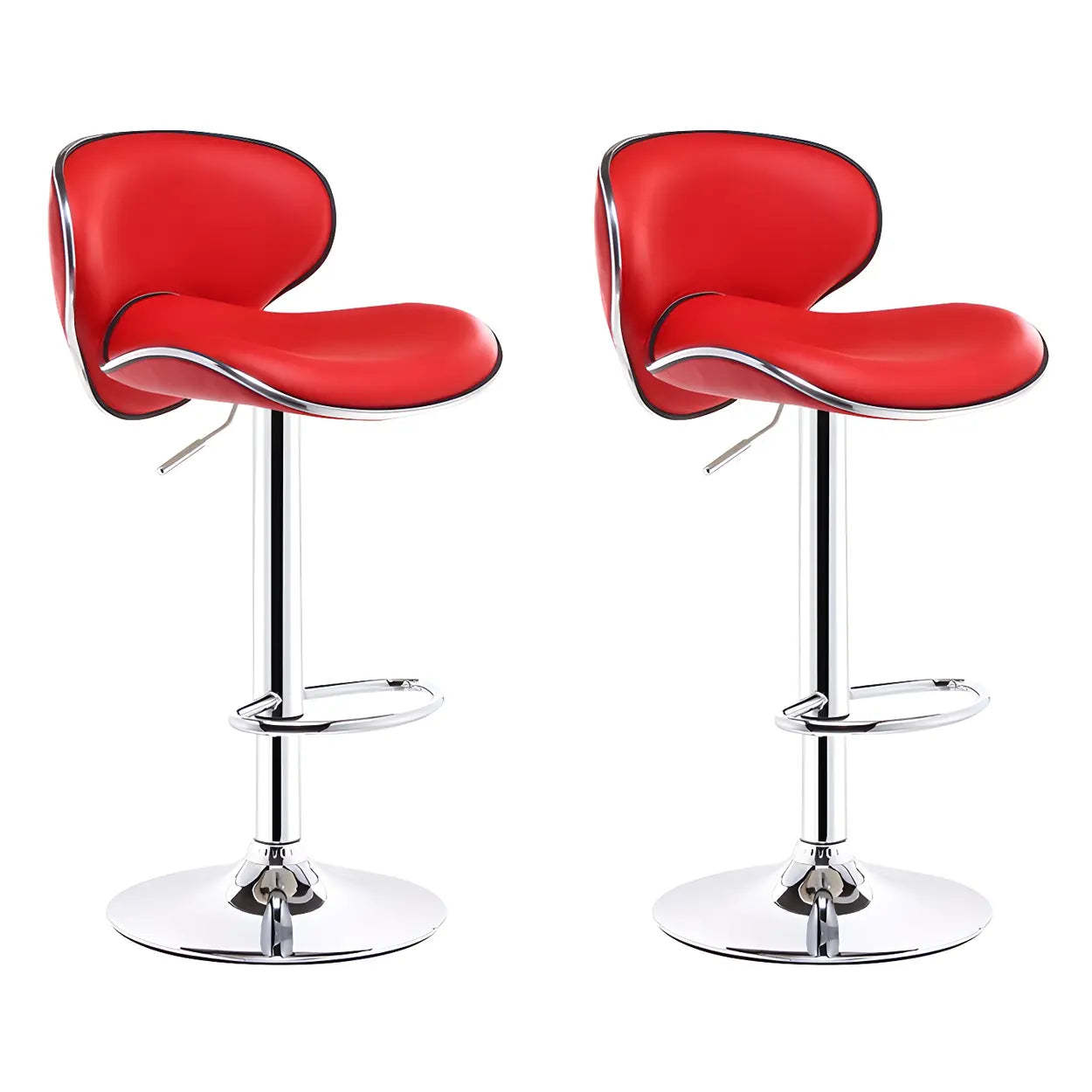 Saddle Leather Adjustable Swivel Bar Stool — Blue / 2 Piece Set