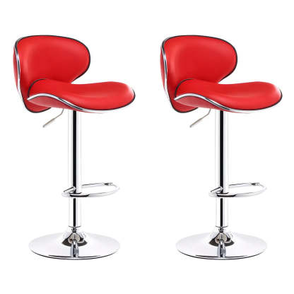 Saddle Leather Adjustable Swivel Bar Stool — Blue / 2 Piece Set