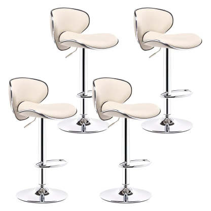Saddle Leather Adjustable Swivel Bar Stool — Yellow / 2 Piece Set