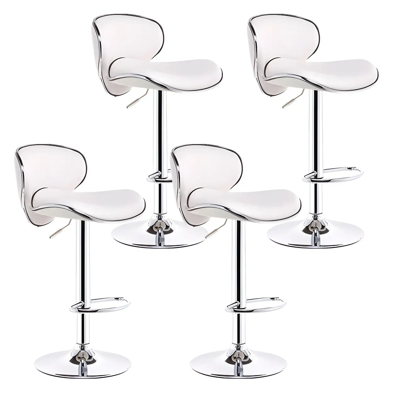 Saddle Leather Adjustable Swivel Bar Stool — Rose Red / 2 Piece Set