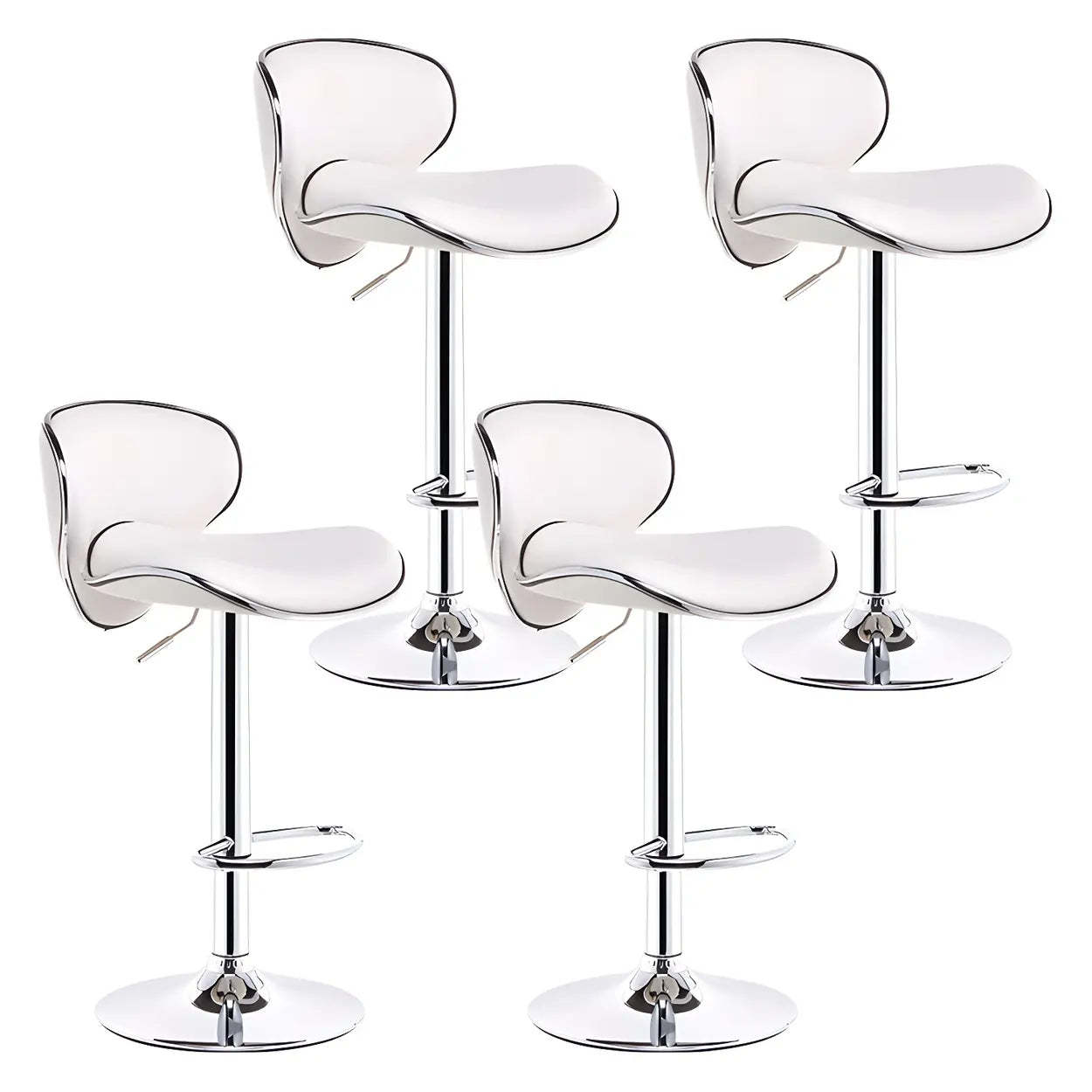 Saddle Leather Adjustable Swivel Bar Stool — Rose Red / 2 Piece Set