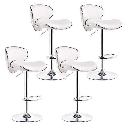 Saddle Leather Adjustable Swivel Bar Stool — Rose Red / 2 Piece Set