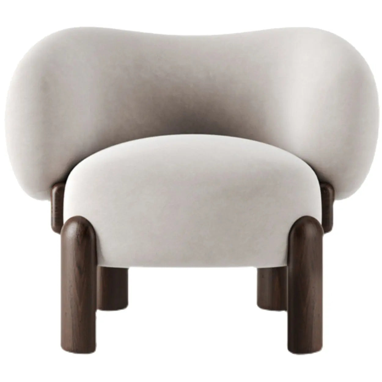 Beige Sherpa Curved-Back Sloped-Arm Accent Chair — Sherpa