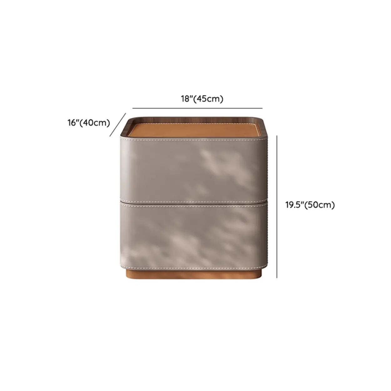 Beige Rounded Faux Leather Nightstand