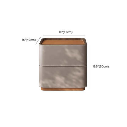 Beige Rounded Faux Leather Nightstand