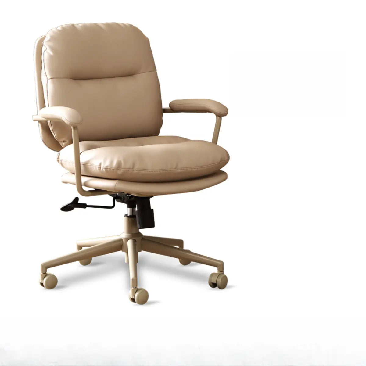 Beige Swivel Ergonomic Leather Office Chair — Brown