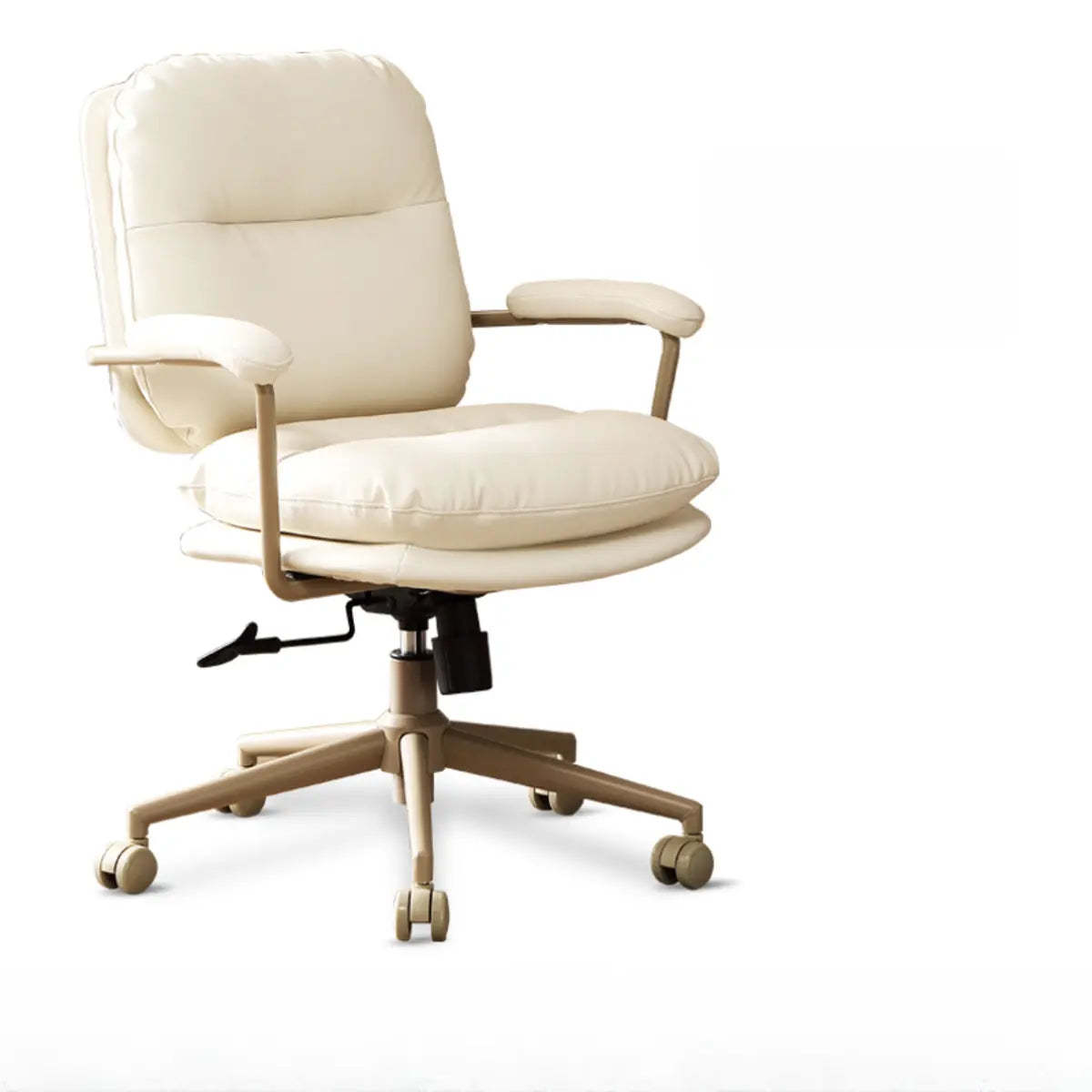 Beige Swivel Ergonomic Leather Office Chair — Red