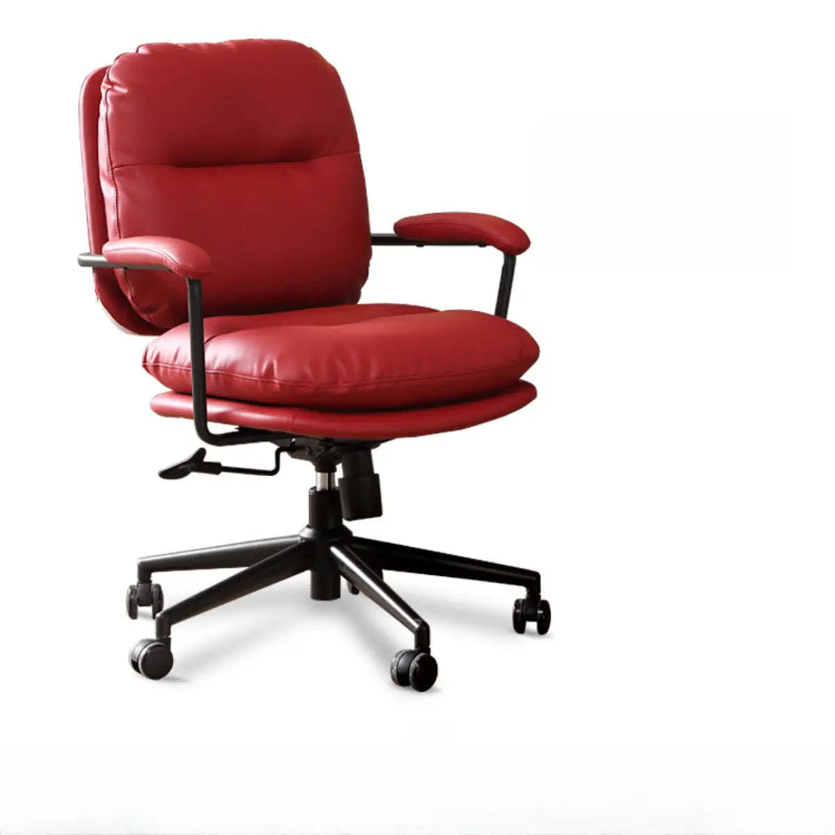 Beige Swivel Ergonomic Leather Office Chair