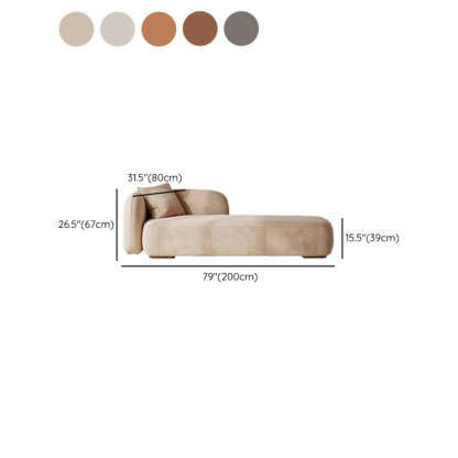Beige Velvet Rectangular Left-Arm Chaise with Pillow — Faux Leather / Orange