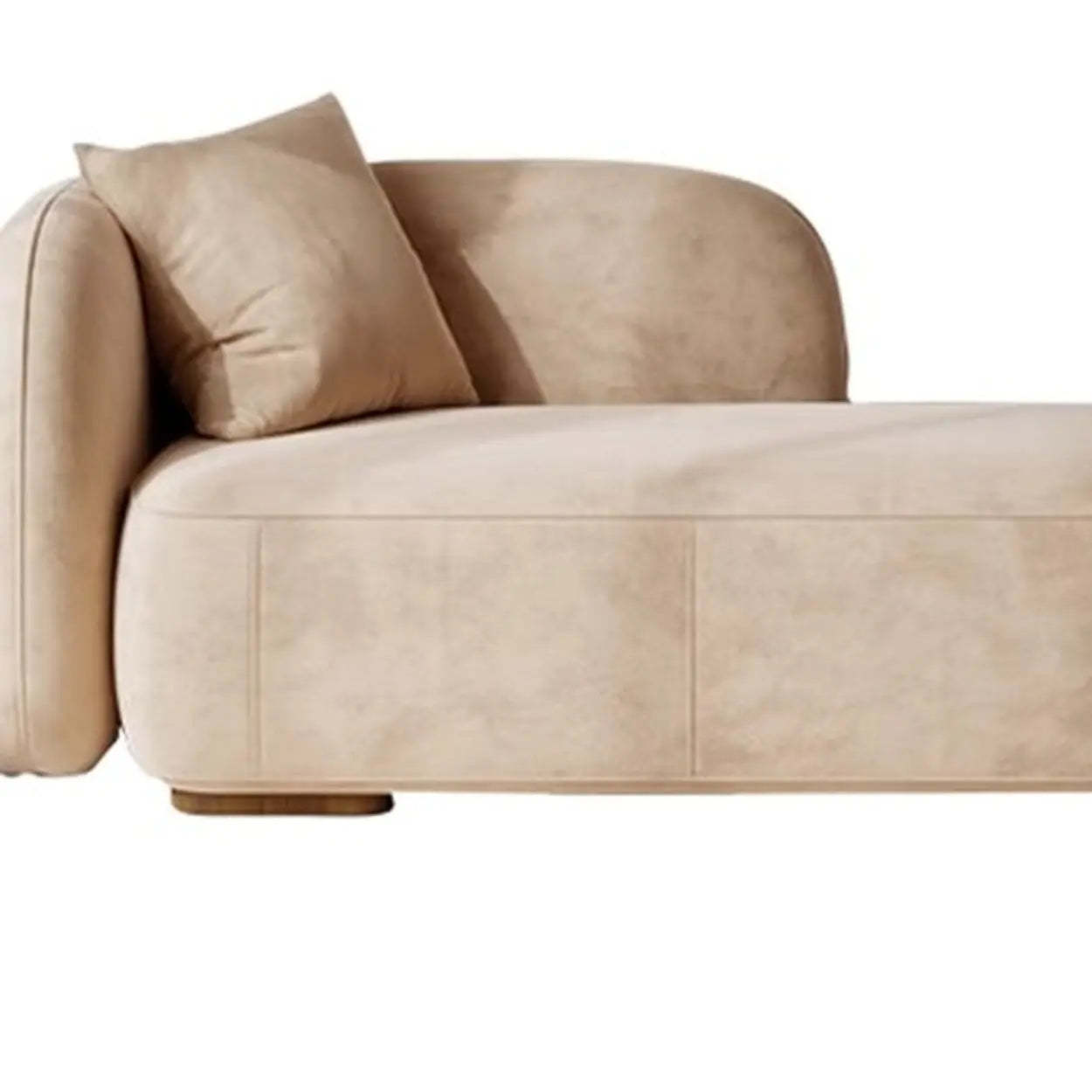 Beige Velvet Rectangular Left-Arm Chaise with Pillow — Flannel / Gray