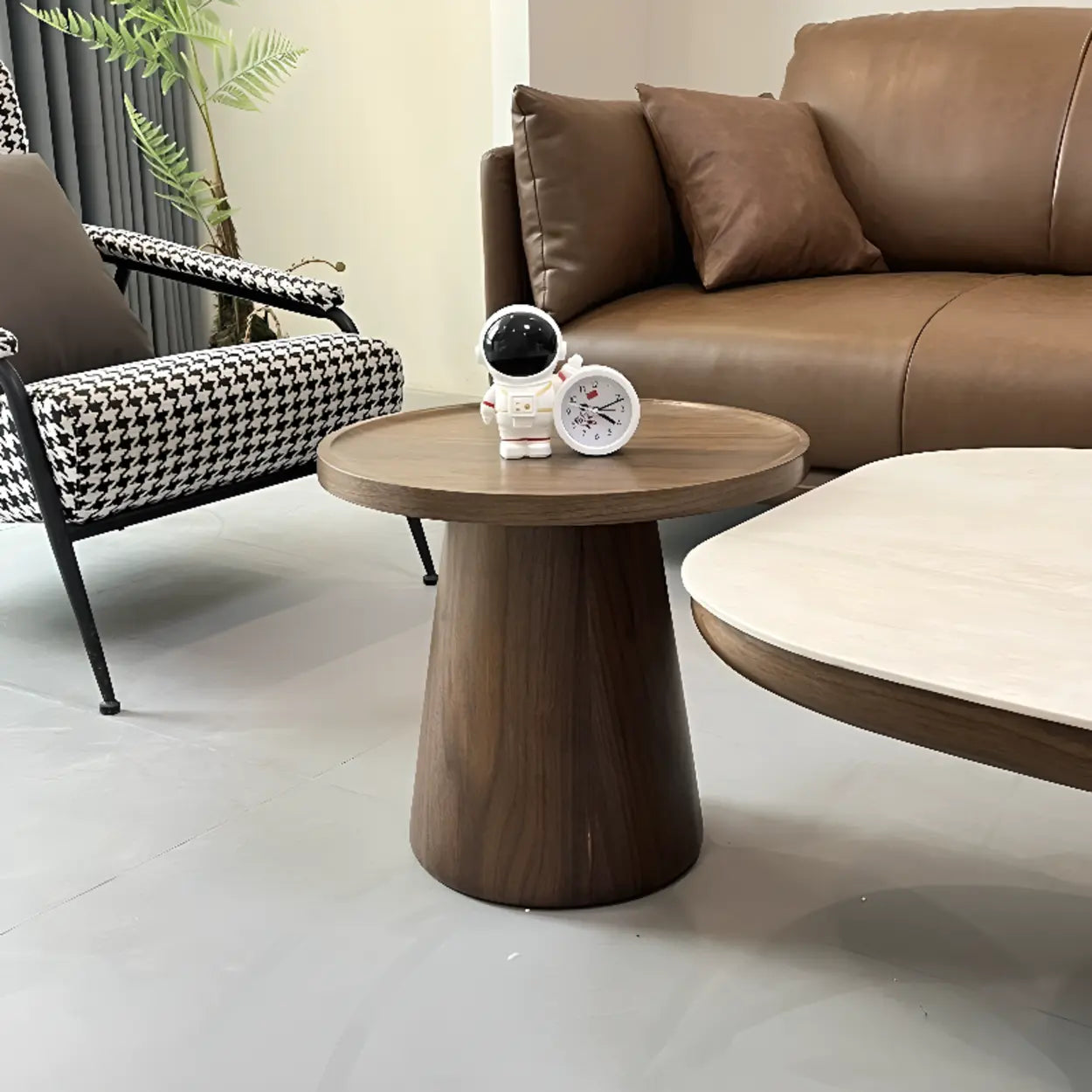 Beige Wood Rectangular Nesting Coffee Table with Drawer