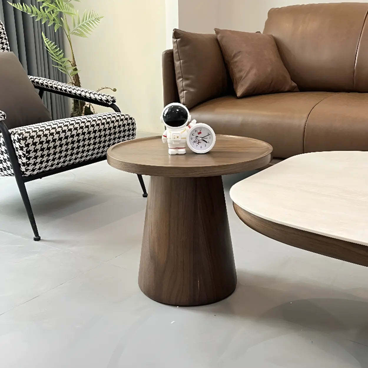 Beige Wood Rectangular Nesting Coffee Table with Drawer