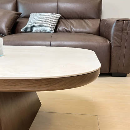 Beige Wood Rectangular Nesting Coffee Table with Drawer