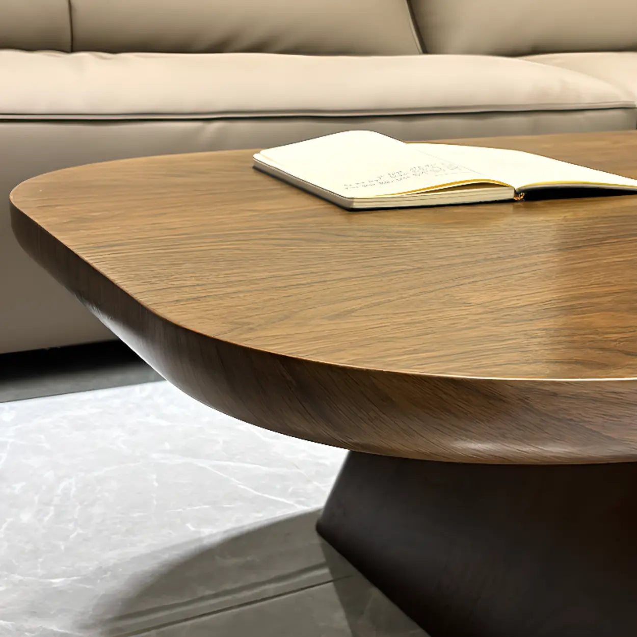 Beige Wood Rectangular Nesting Coffee Table with Drawer