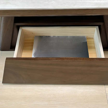 Beige Wood Rectangular Nesting Coffee Table with Drawer