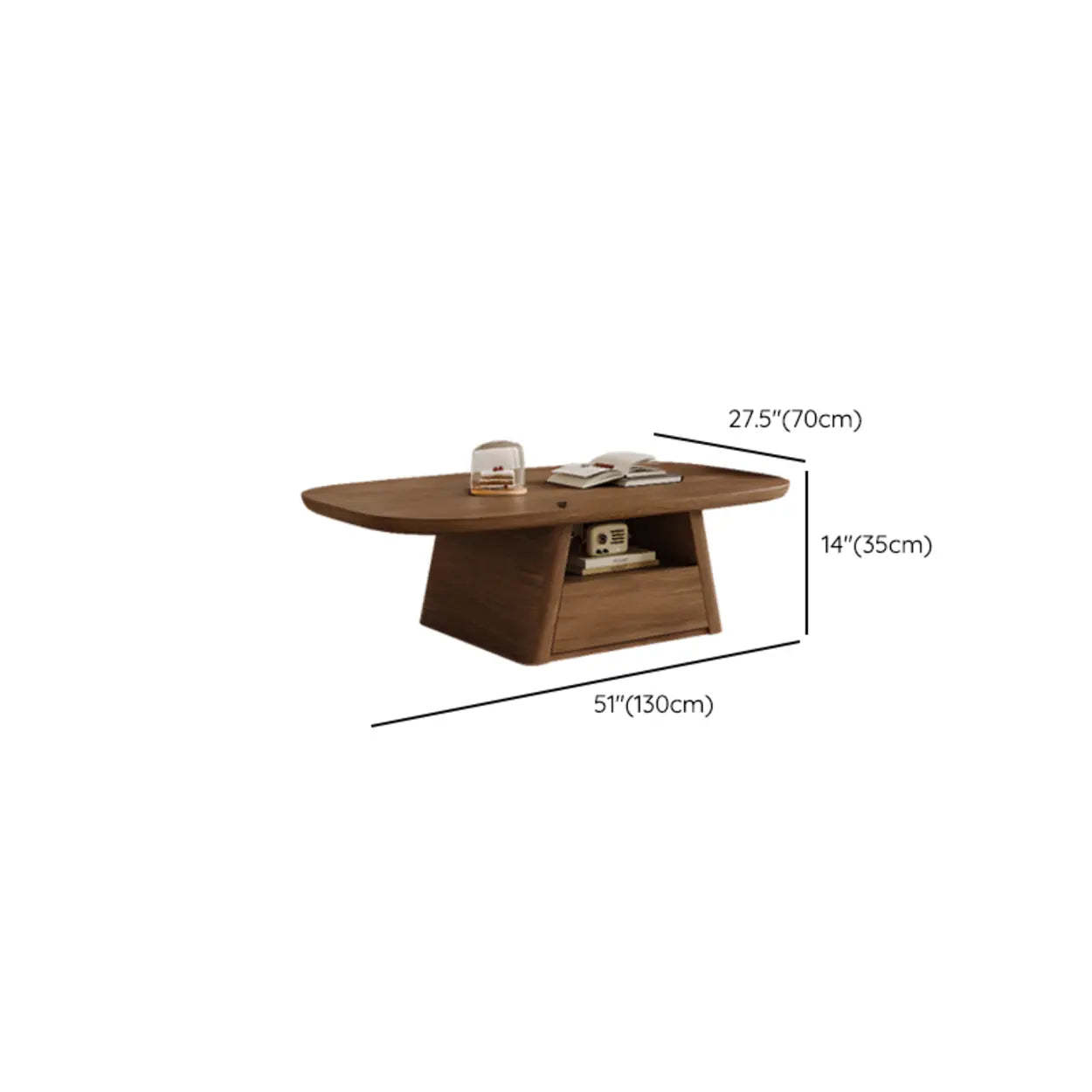Beige Wood Rectangular Nesting Coffee Table with Drawer