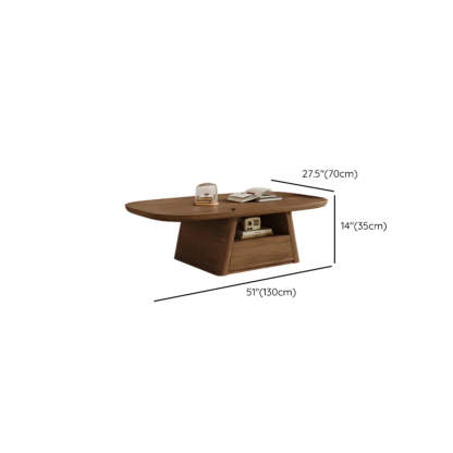 Beige Wood Rectangular Nesting Coffee Table with Drawer