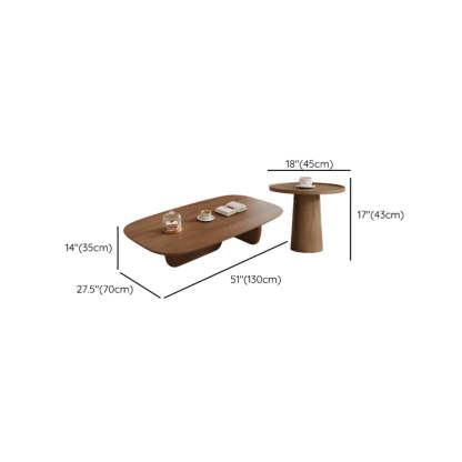 Beige Wood Rectangular Nesting Coffee Table with Drawer
