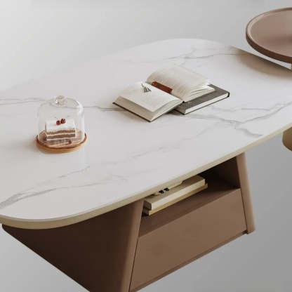 Beige Wood Block-Base Nesting Coffee Table