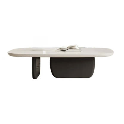 Beige Wood Block-Base Nesting Coffee Table