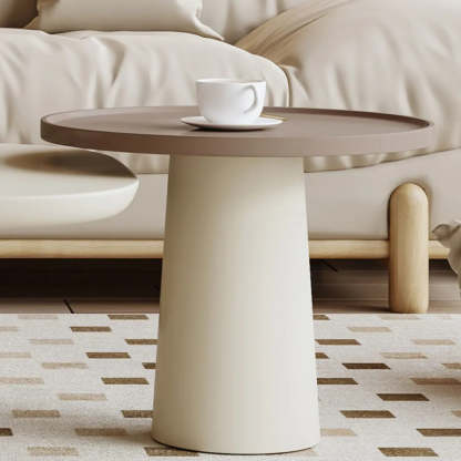 Beige Wood Block-Base Nesting Coffee Table