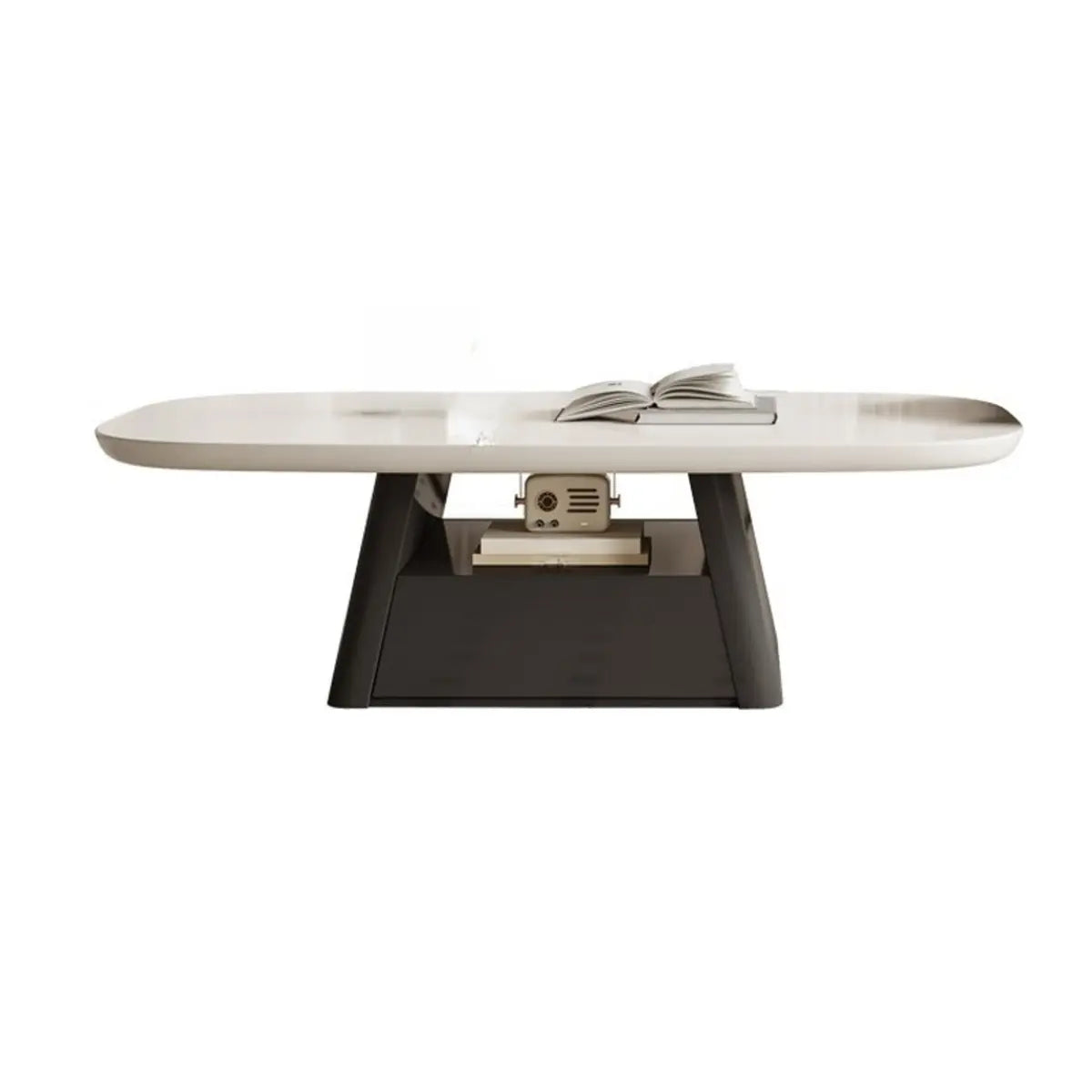 Beige Wood Block-Base Nesting Coffee Table