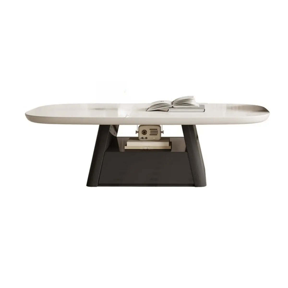 Beige Wood Block-Base Nesting Coffee Table
