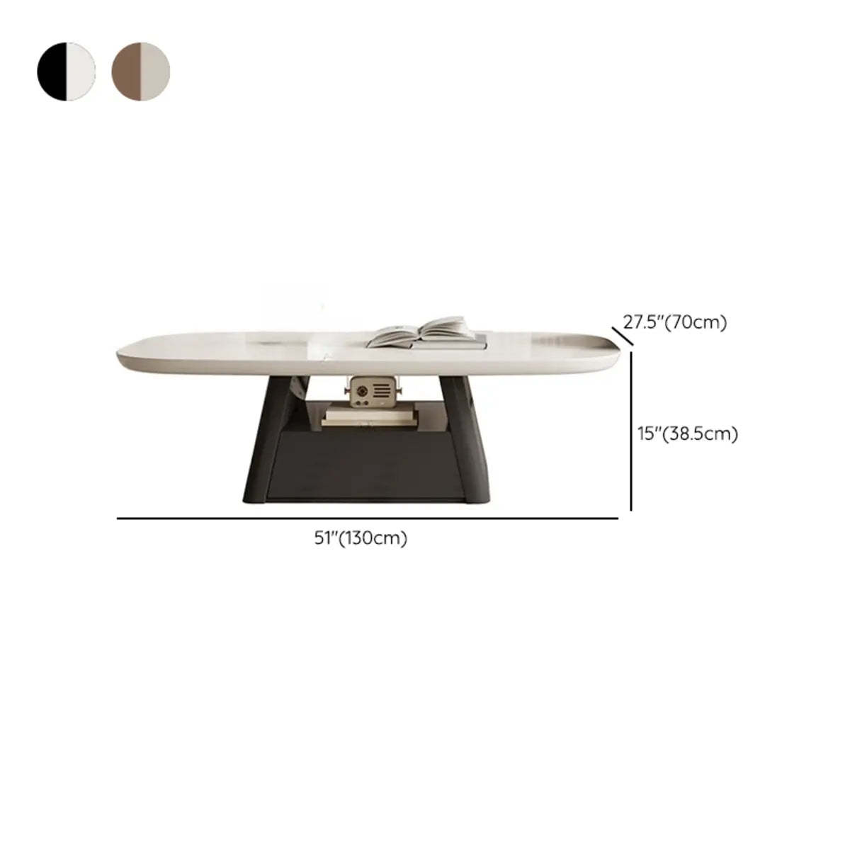 Beige Wood Block-Base Nesting Coffee Table