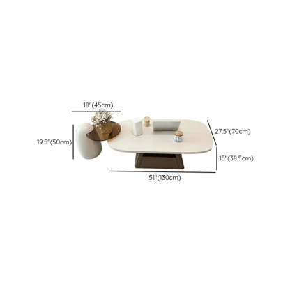 Beige Wood Block-Base Nesting Coffee Table