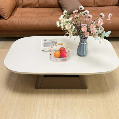 Beige Wood Block-Base Nesting Coffee Table — Black-White